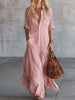 Pink Linen V-Neck Maxi Dress | Casual Dress
