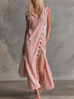 Pink Lace V-Neck Midi Dress | Evening Dress