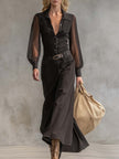 Black Denim V-Neck Maxi Dress | Casual Dress