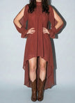 Halter Neckline Sleeveless Asymmetric Women's Maxi Dress