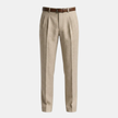 Men's linen blend straight-leg trousers by FJØRNA with pleats, lightweight, comfortable, and casual for everyday wear.