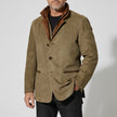 Men’s Suede Jacket – Structured Fit – Leather Trim – Classic Notched Lapel Design