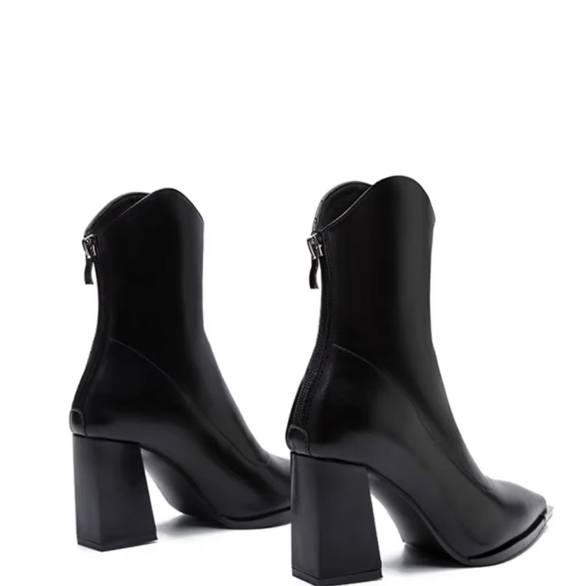 Black Chelsea Boots with Chrome Tip - 7