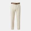 Men's linen blend straight leg trousers by FJØRNA, tailored fit, shown in a neutral color, casual yet sophisticated style.