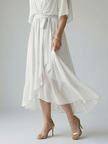 FJØRNA women's summer midi dress, flowy and lightweight, featuring a breezy design perfect for warm weather.