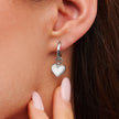 White Quartz Heart Huggie Earrings (Silver)