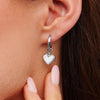 White Quartz Heart Huggie Earrings (Silver)