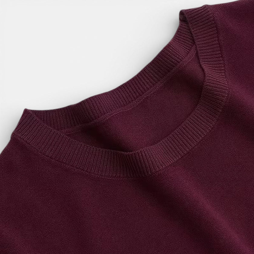 Women's wool blend knit top by FJØRNA, featuring a comfortable classic fit and stylish design, perfect for casual wear.