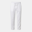 Men's FJØRNA cotton linen trousers with drawstring, relaxed fit, breathable fabric, ideal for casual wear.