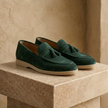 FJØRNA men's suede shoes showing a sleek, stylish design with smooth tan suede material and classic lace-up style.