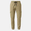 FJØRNA men's cargo trousers with drawstring waist and relaxed fit, shown in a casual style with multiple pockets.