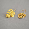 Granulated Frosted Earrings with Vintage Gold Leaf Accents