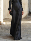 FJØRNA off-shoulder long evening gown with draped bodice, evening maxi dress with long sleeves, elegant formal dress style