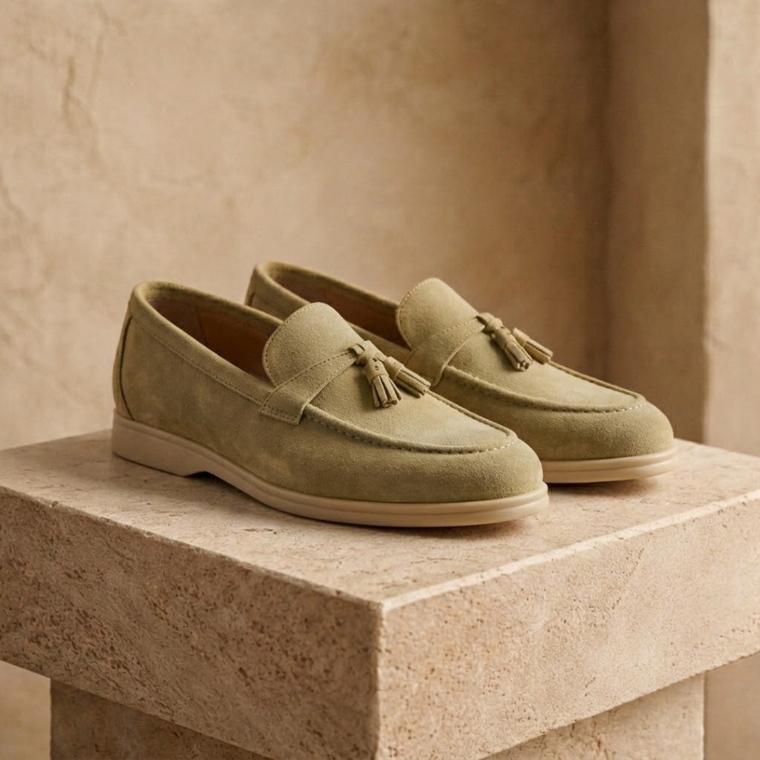 FJØRNA men's suede shoes showing a stylish pair with smooth texture and classic design, perfect for casual or formal wear.