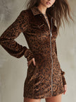 Velvet Leopard Print Mini Dress | Evening Dress