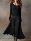Charcoal Knit Maxi Dress For Women