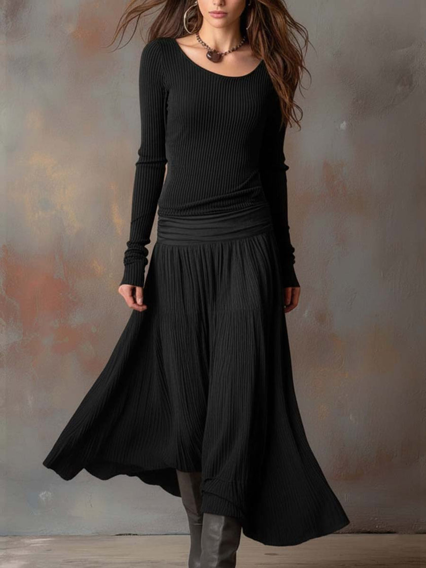 Charcoal Knit Maxi Dress For Women