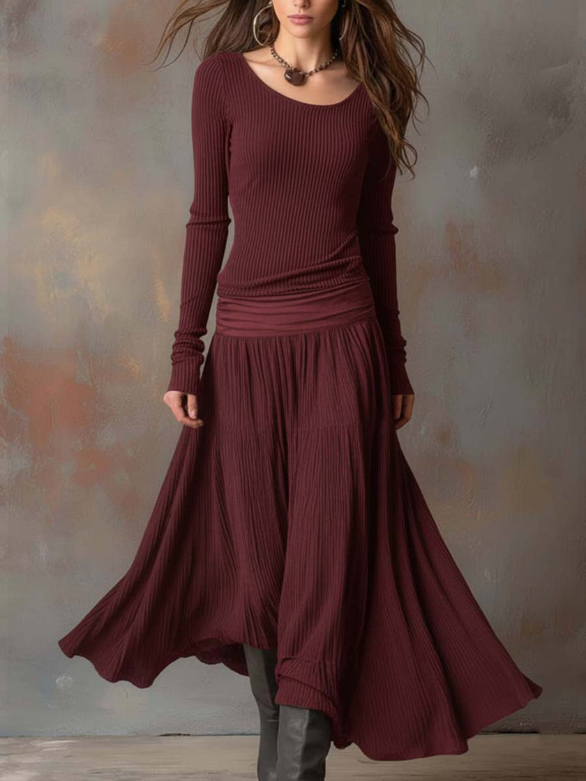 Charcoal Knit Maxi Dress For Women