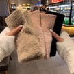Plush Black Fingerless Gloves