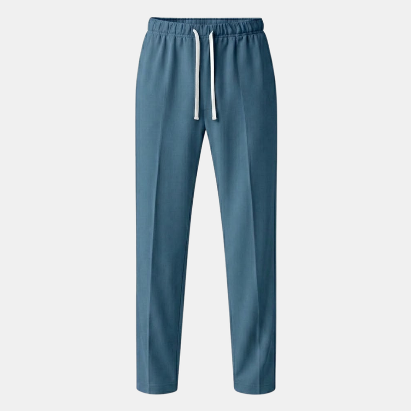 Men's wide leg joggers by FJØRNA with drawstring waist, comfortable casual pants shown in a relaxed fit style.