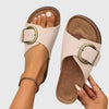Amber™ orthopedic sandals by FJØRNA featuring supportive footbed, adjustable straps, and stylish beige design.