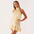 Pleated Halter Summer Dress Beige - 3