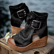 FJØRNA Elana stylish orthopedic boho wedge sandals with leather straps and chunky heel, perfect for casual summer wear