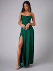 FJØRNA white maxi dress with spaghetti straps, flowing long dress perfect for evening wear and elegant occasions.