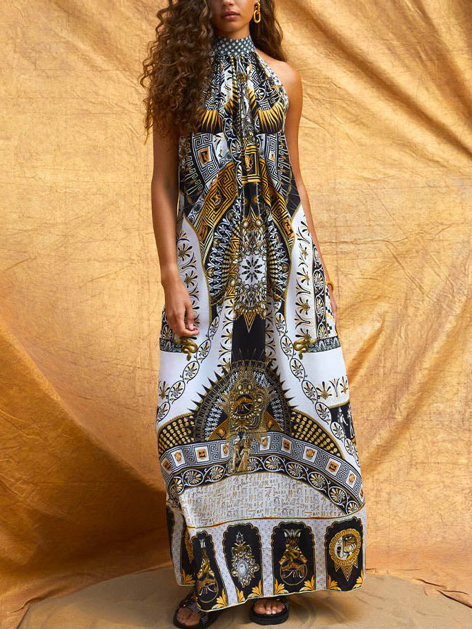 Unique Retro Gorgeous Pattern Print Women's Maxi Dress - Summer