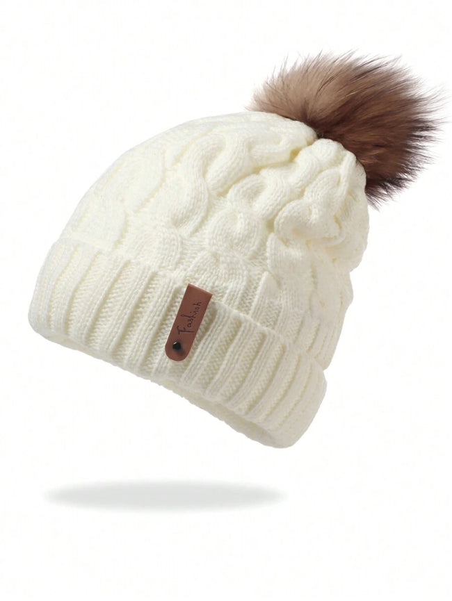 Colorblock Knit Beanie Hat