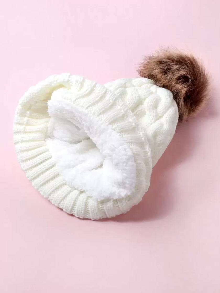 Colorblock Knit Beanie Hat