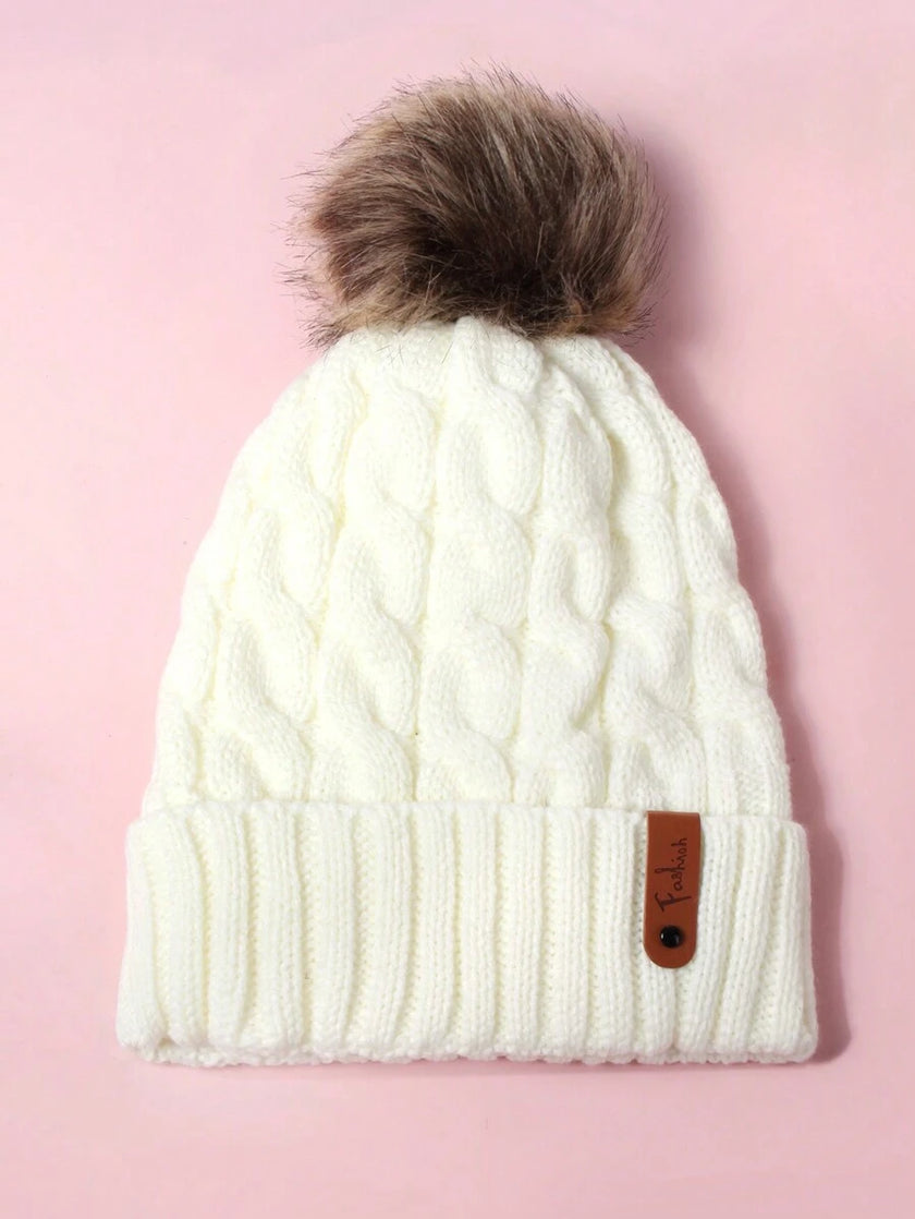 Colorblock Knit Beanie Hat