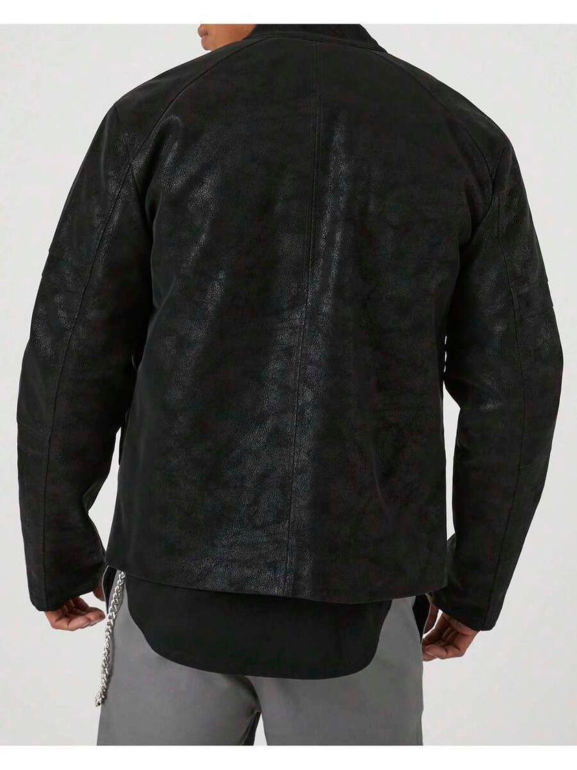 Faux Leather Trucker Jacket