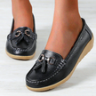 FJØRNA Comely Flex Orthopedic Loafer in black leather with supportive sole and sleek design, suitable for comfort and style.