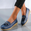 FJØRNA Comely Flex Orthopedic Loafer showing black leather upper, cushioned insole, and slip-on design for comfortable everyday wear.