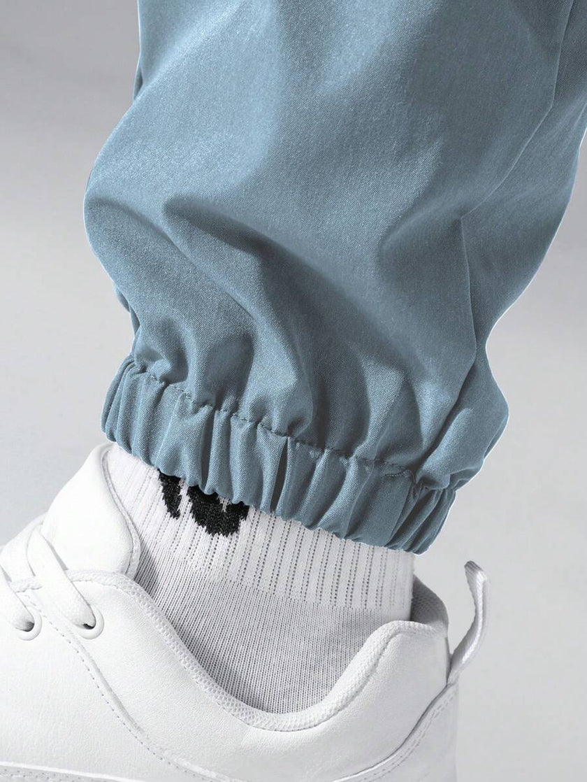 Black Cargo Trousers Drawstring