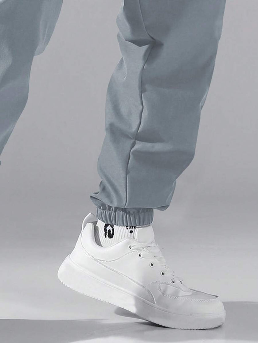 Black Cargo Trousers Drawstring