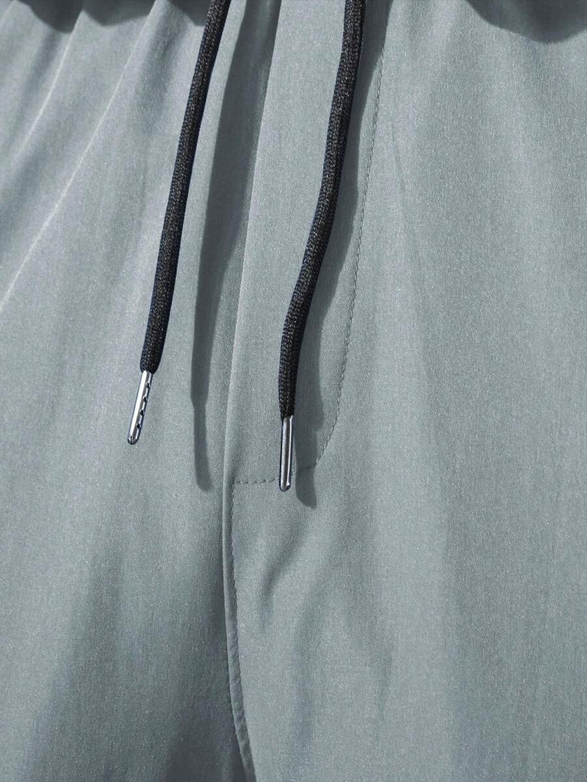 Black Cargo Trousers Drawstring