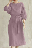 Flowy Bardot midi dress for women by FJØRNA, featuring elegant design and soft fabric, perfect for stylish occasions.