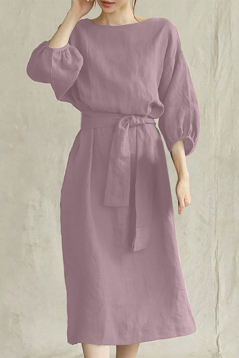 Flowy Bardot midi dress for women by FJØRNA, featuring elegant design and soft fabric, perfect for stylish occasions.