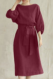 Flowy Bardot midi dress for women in elegant style, by FJØRNA, featuring a flattering neckline and lightweight fabric.