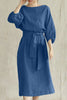 Flowy Bardot midi dress for women by FJØRNA, featuring elegant design and lightweight fabric, perfect for stylish occasions.