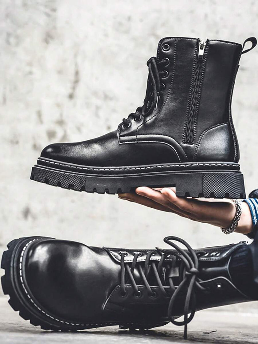 Comfortable High Top Boots Black - 2