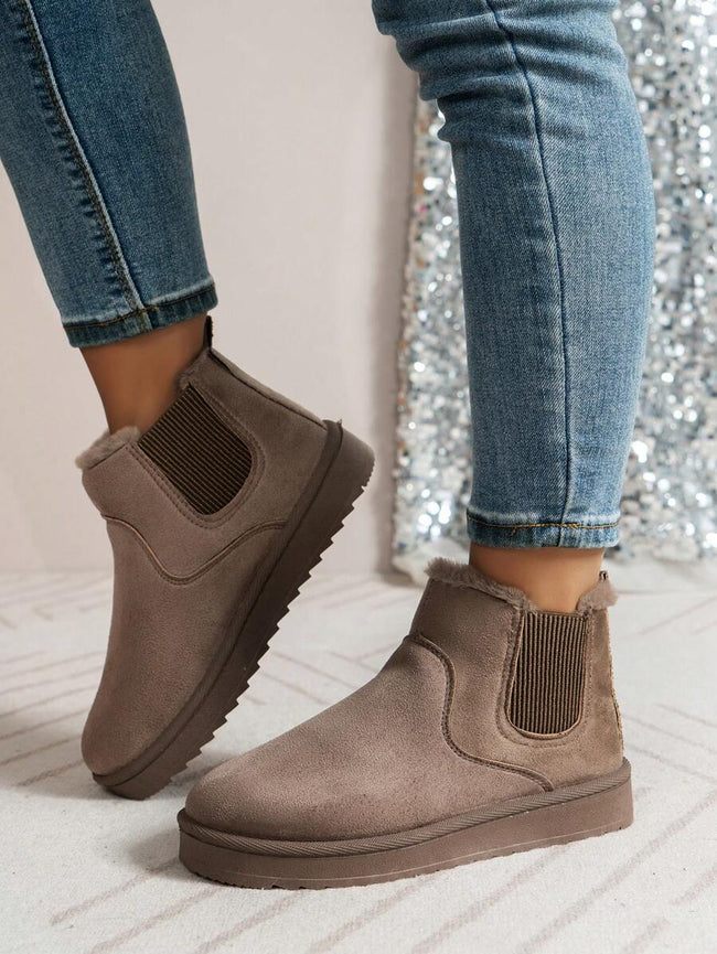 Plush Snowboots Ankle Khaki - 1
