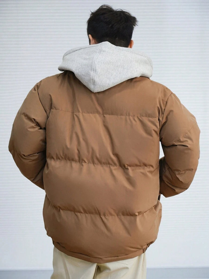 Padded Hooded Jacket Khaki - 2