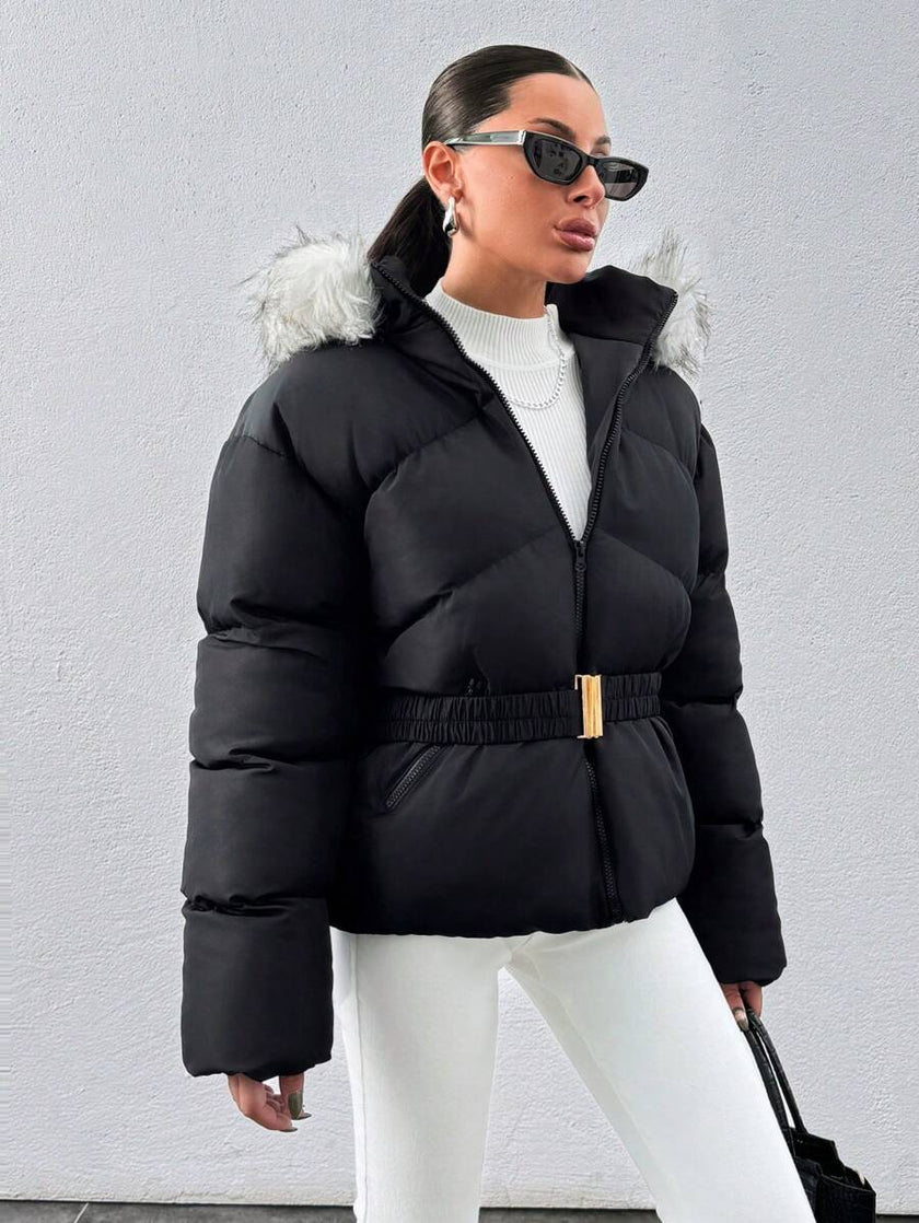Padded Winter Coat Black - 8