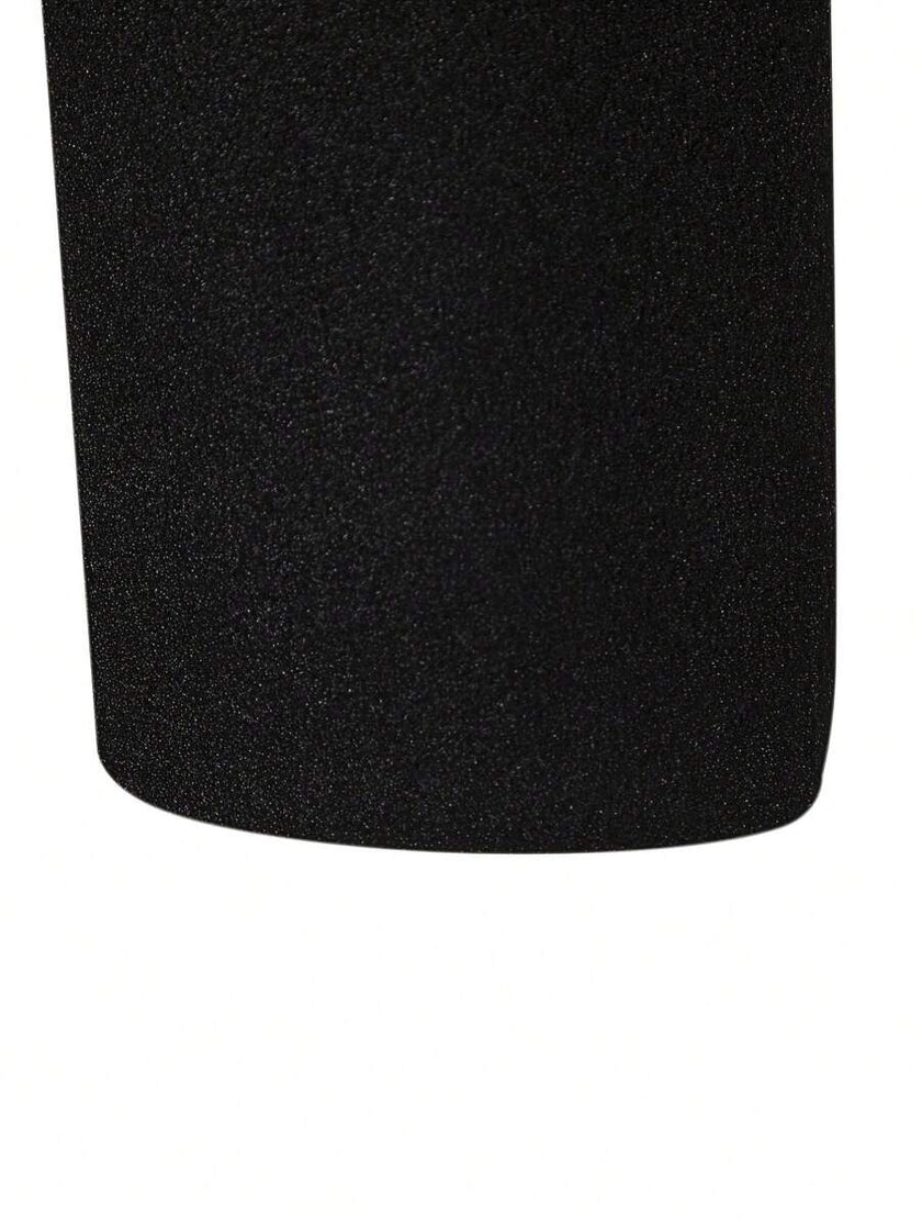 Solid Woolen Overcoat Black - 5