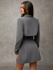 Elegant Wrap Suit Jacket Grey - 2