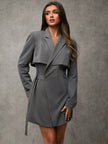 Elegant Wrap Suit Jacket Grey - 3