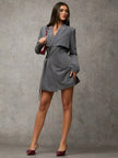 Elegant Wrap Suit Jacket Grey - 4